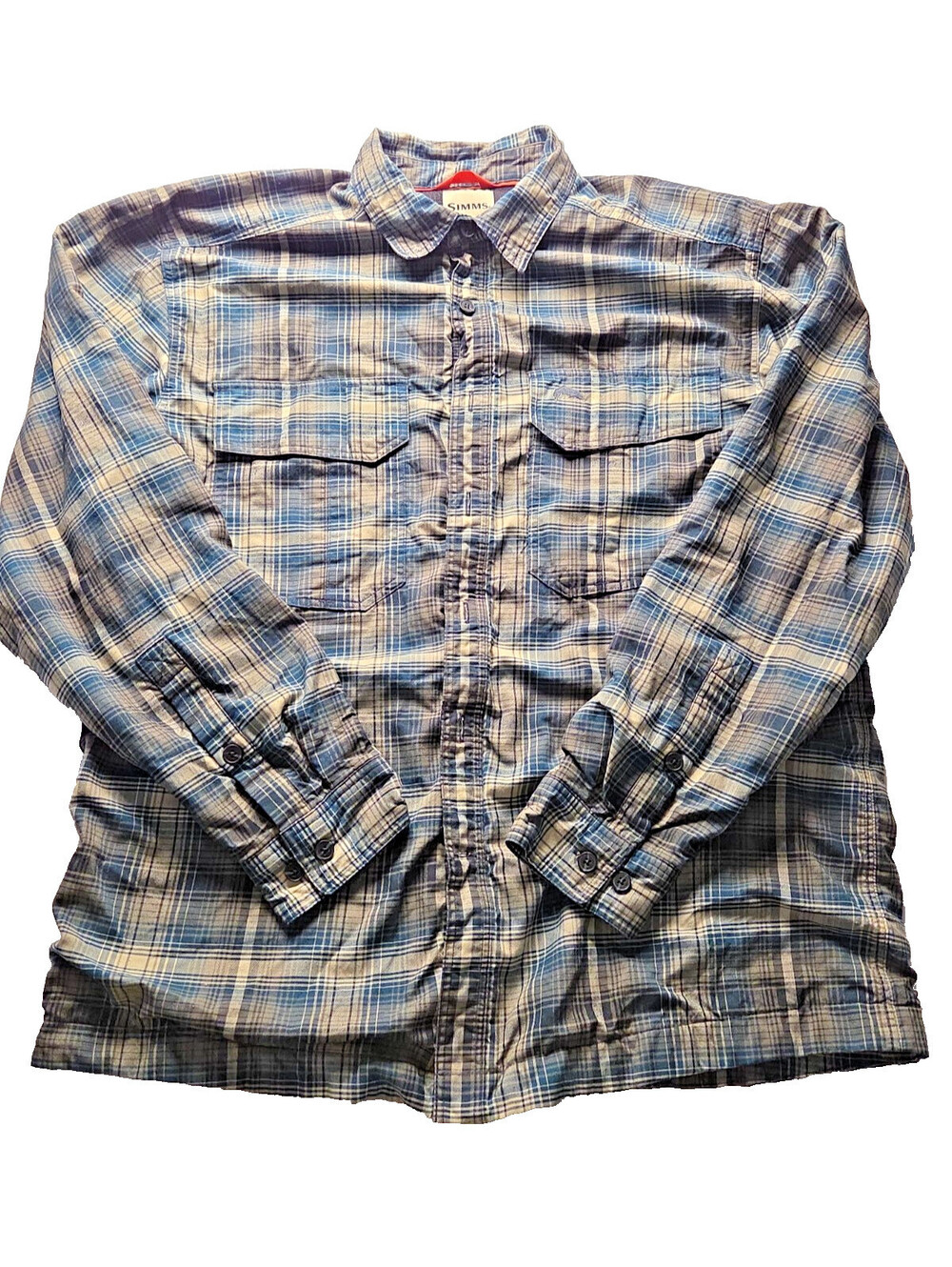 Simms Coldweather Flannel Shacket Mens Large Plaid Fishing Shirt Jacket